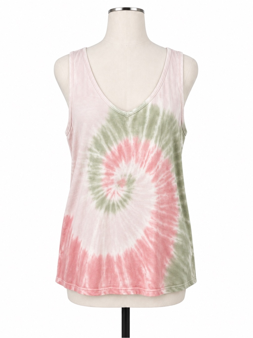 Old Navy EveryWear Tie Dye V-Neck Tank Top Women’s Large Pink Green Cotton